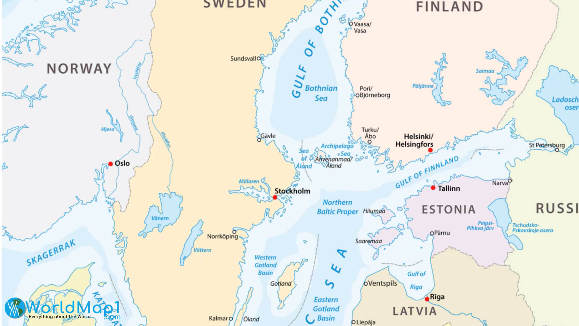 Estonia and Sweden Map